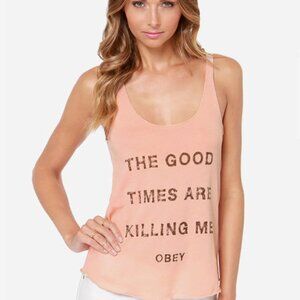 Obey Killing Me Cami Peach Print Tank Top (57)